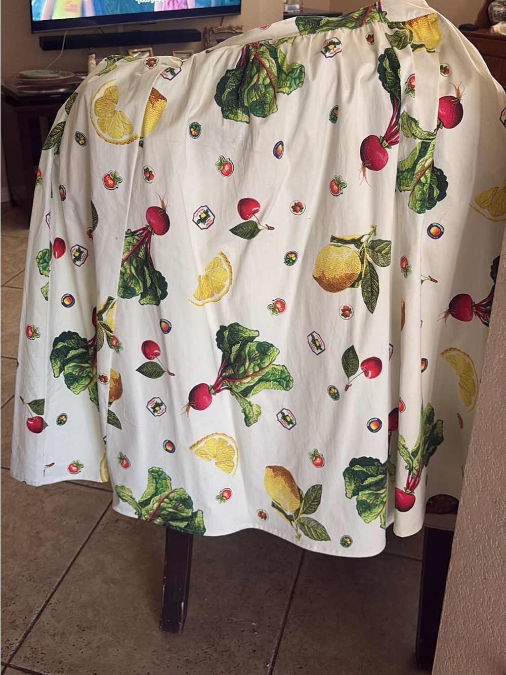 Maeve White A-Line Skirt with Lemon, Radish & Leaf Print